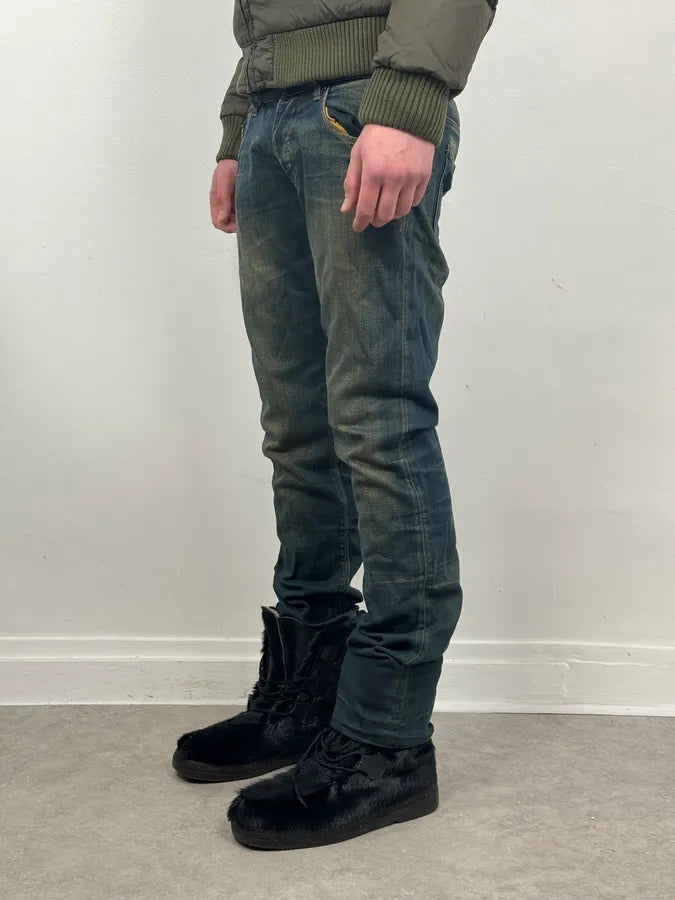 AW2006 Prada Blue Faded Tapered Denim Jeans lkOyciZ 2