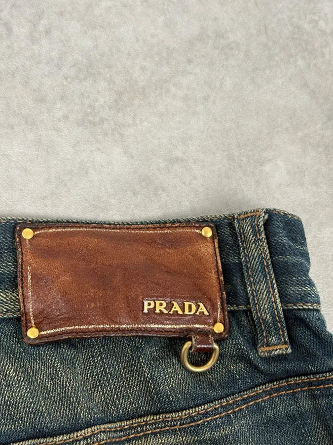 AW2006 Prada Blue Faded Tapered Denim Jeans lkOyciZ 7