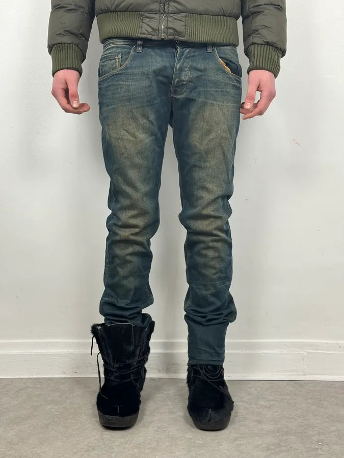 AW2006 Prada Blue Faded Tapered Denim Jeans lkOyciZ 1