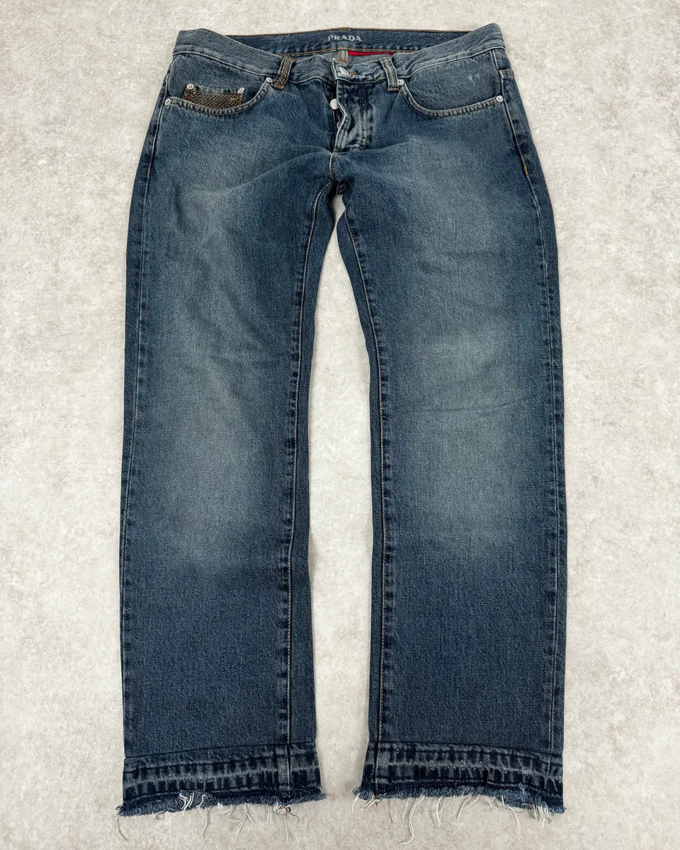 AW2006 Prada Blue Regular Faded Denim Jeans lBUZEwI 0
