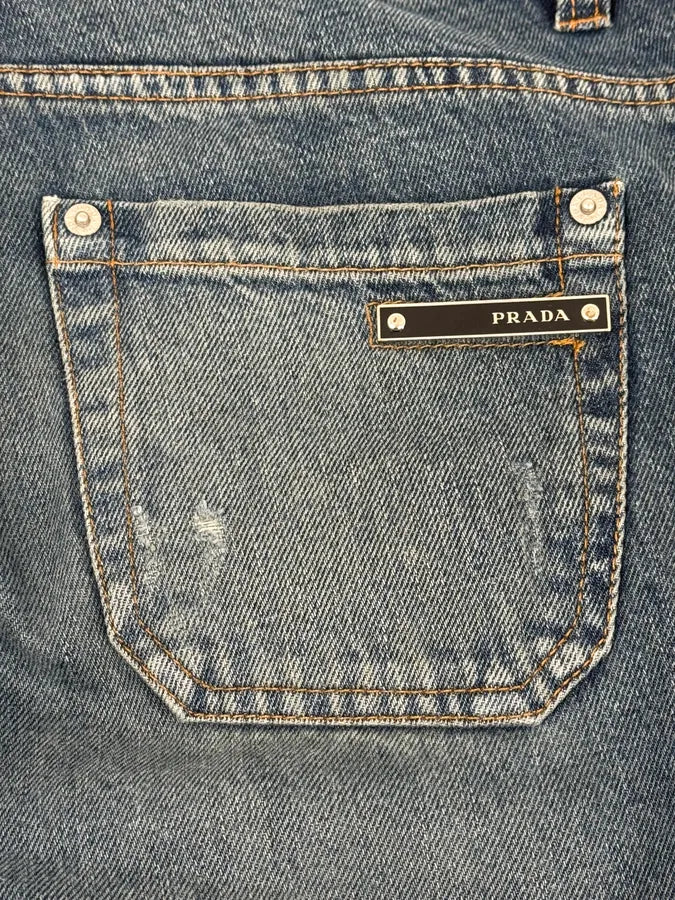 AW2006 Prada Blue Regular Faded Denim Jeans lBUZEwI 11
