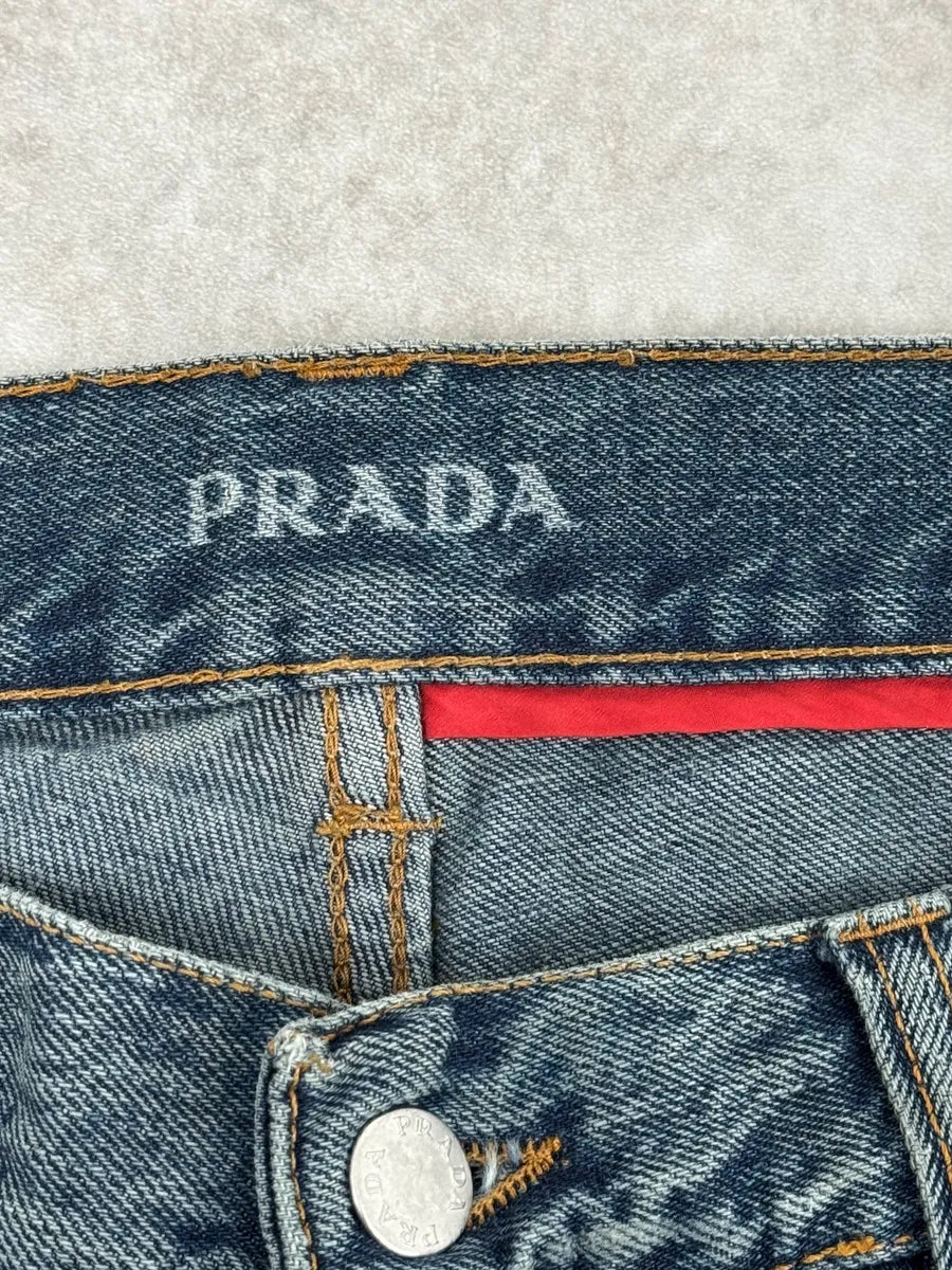 AW2006 Prada Blue Regular Faded Denim Jeans lBUZEwI 12