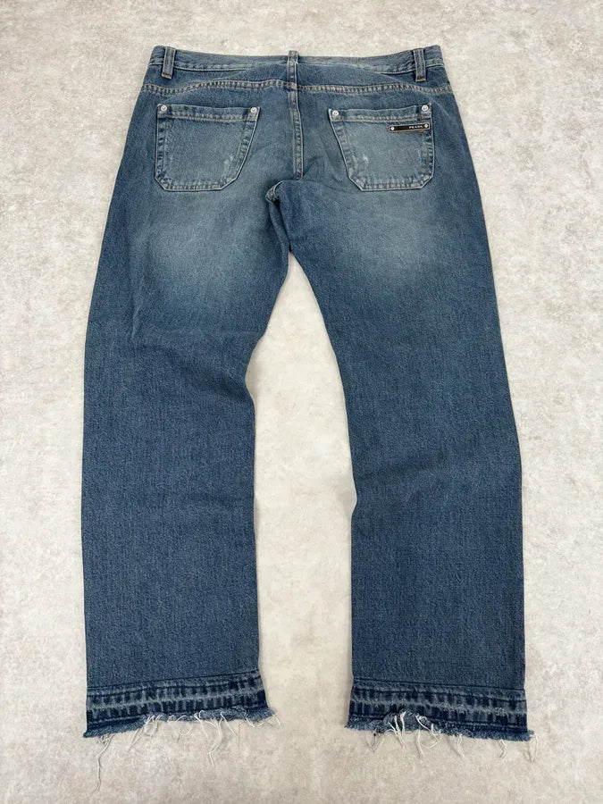 AW2006 Prada Blue Regular Faded Denim Jeans lBUZEwI 4