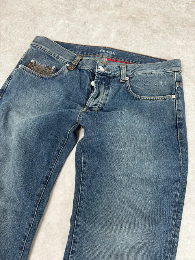 AW2006 Prada Blue Regular Faded Denim Jeans lBUZEwI 6