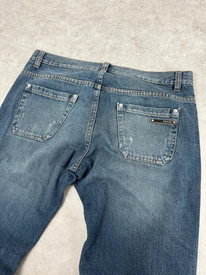 AW2006 Prada Blue Regular Faded Denim Jeans lBUZEwI 7