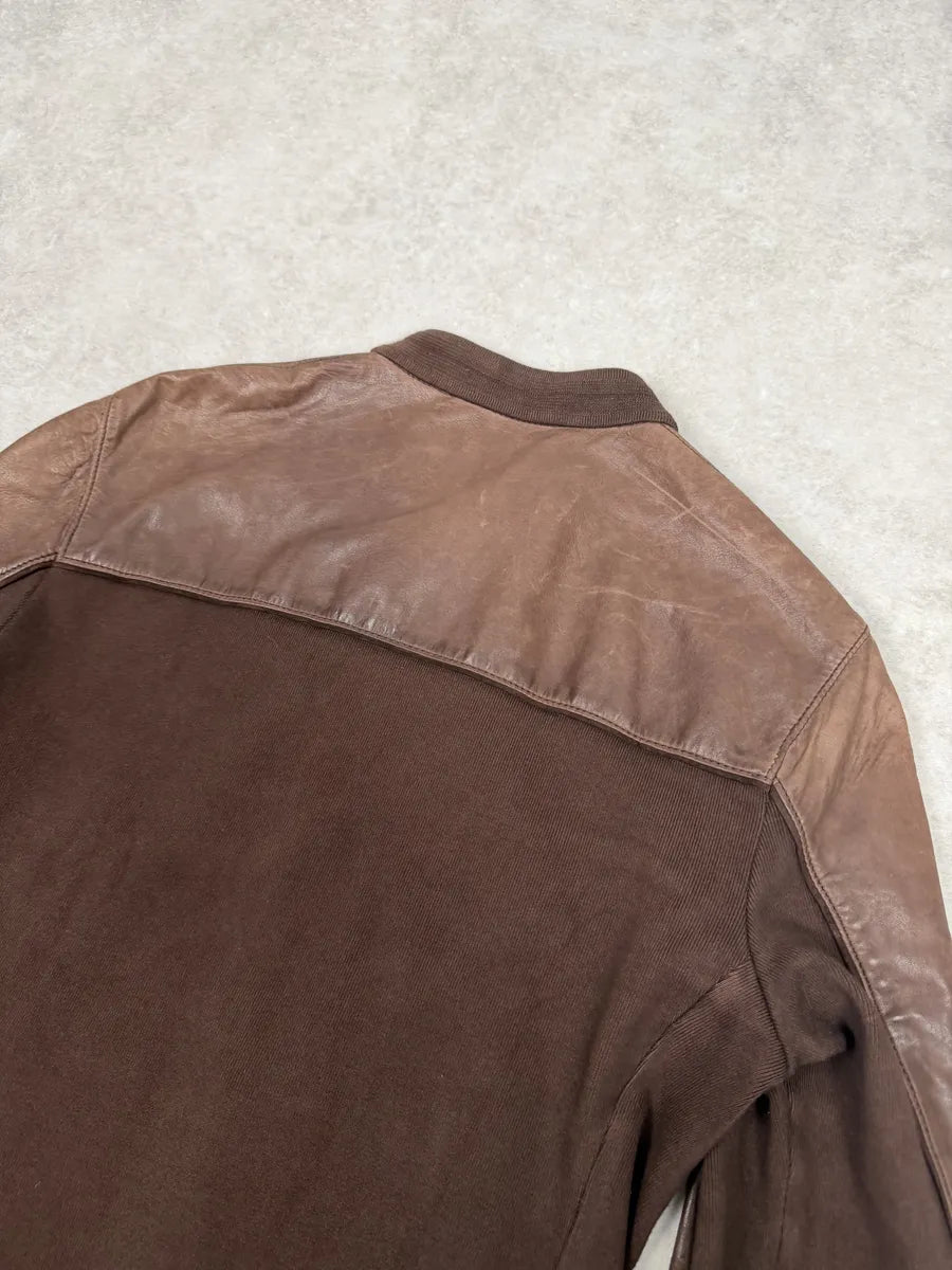 AW2006 Prada Brown Hybrid Linea Rossa Leather Biker Jacket iXGvGAq 7