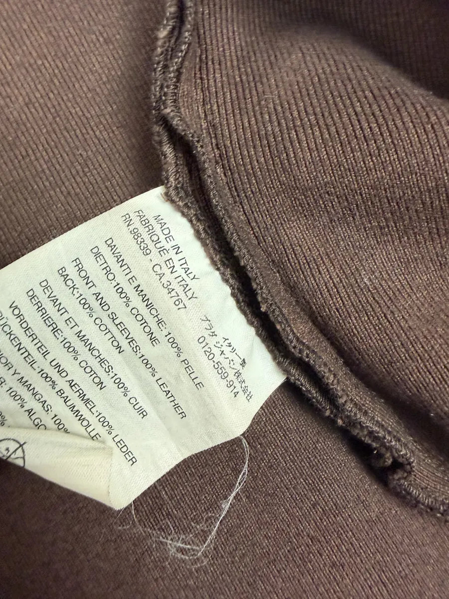 AW2006 Prada Brown Hybrid Linea Rossa Leather Biker Jacket iXGvGAq 9