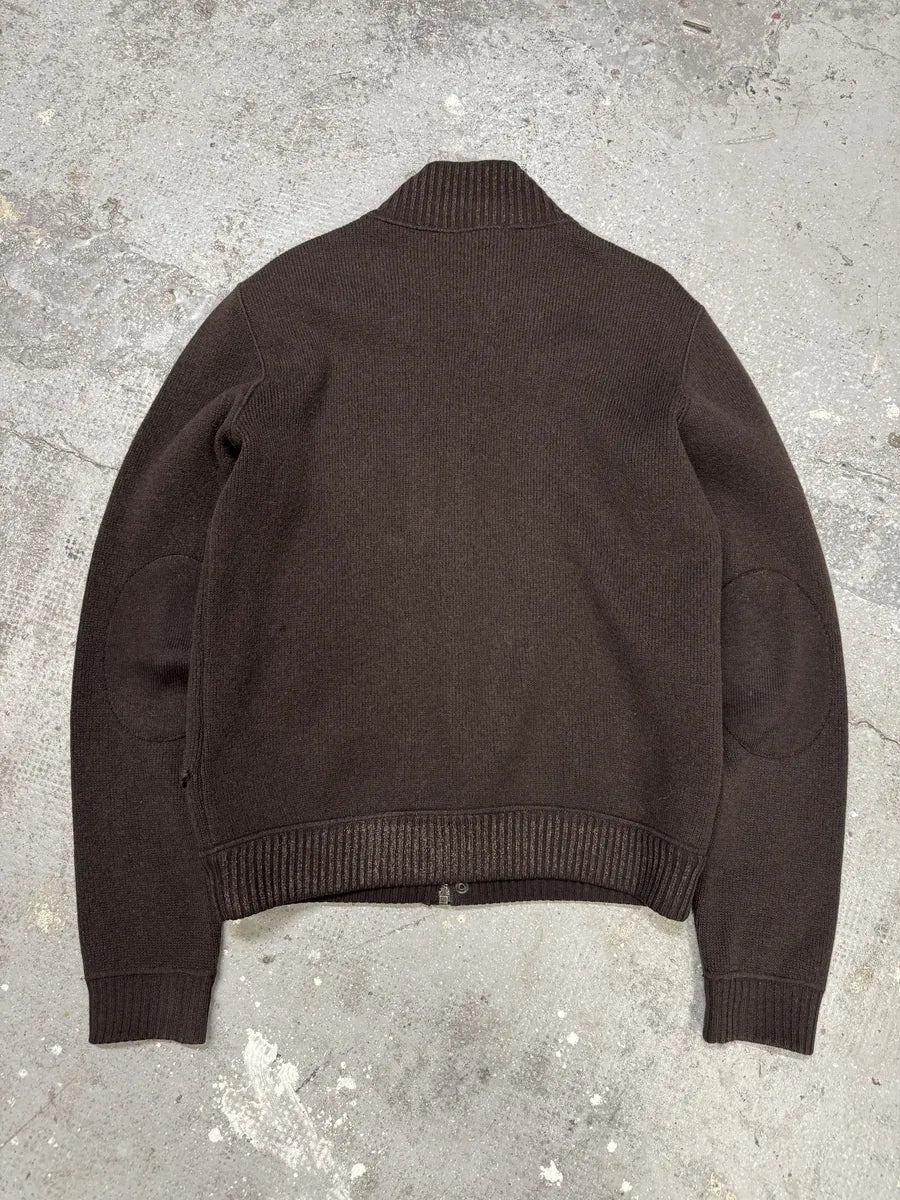 AW2006 Prada Brown Wool Padded Bomber Zip-Up Sweater (M) 1
