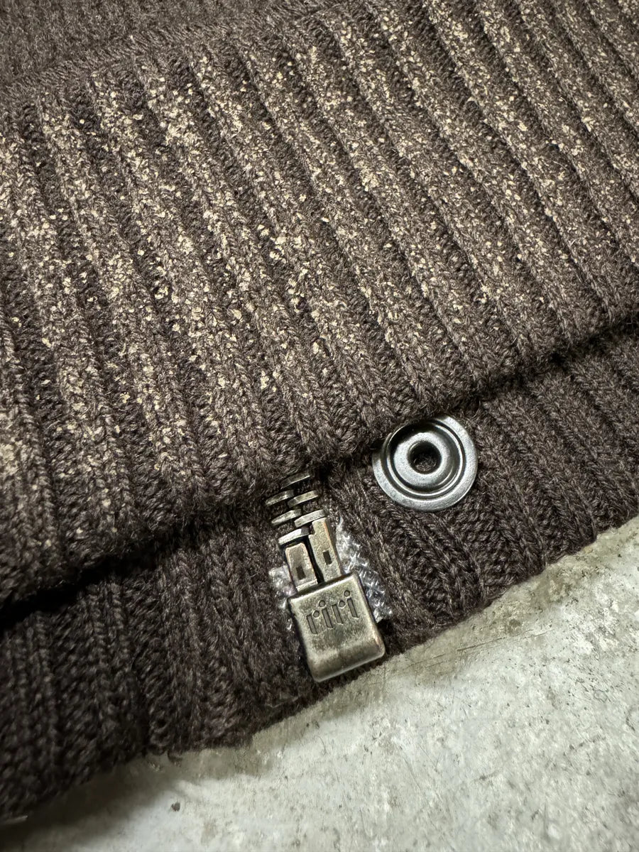 AW2006 Prada Brown Wool Padded Bomber Zip-Up Sweater (M) 10