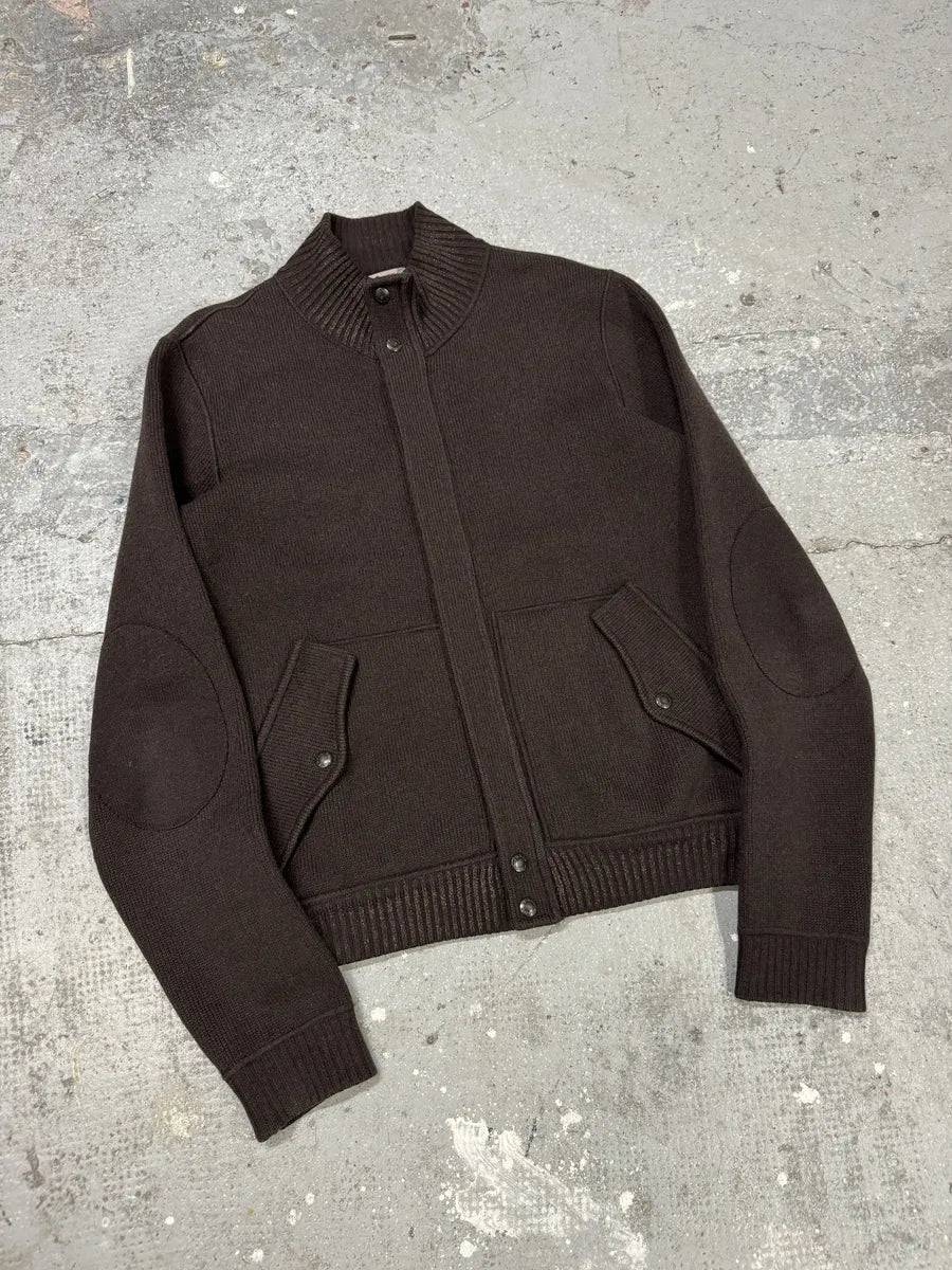 AW2006 Prada Brown Wool Padded Bomber Zip-Up Sweater (M) 3