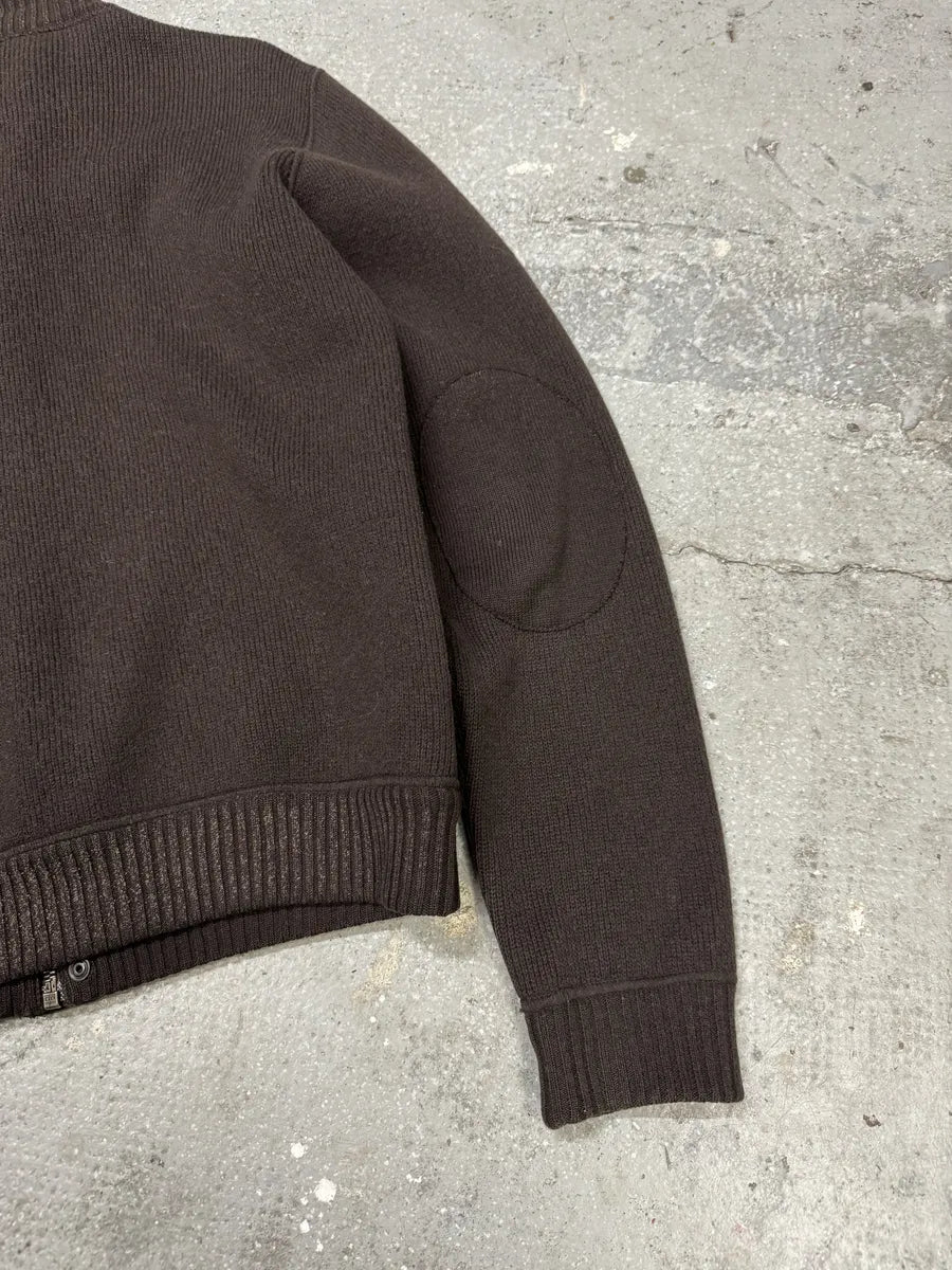 AW2006 Prada Brown Wool Padded Bomber Zip-Up Sweater (M) 4