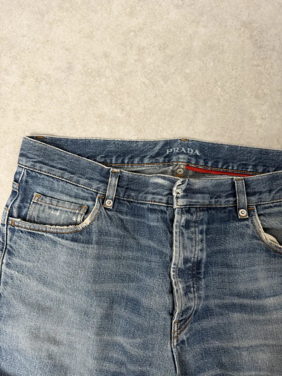 AW2006 Prada Classic Fit Blue Fade Denim Jeans cJoPAEu 7