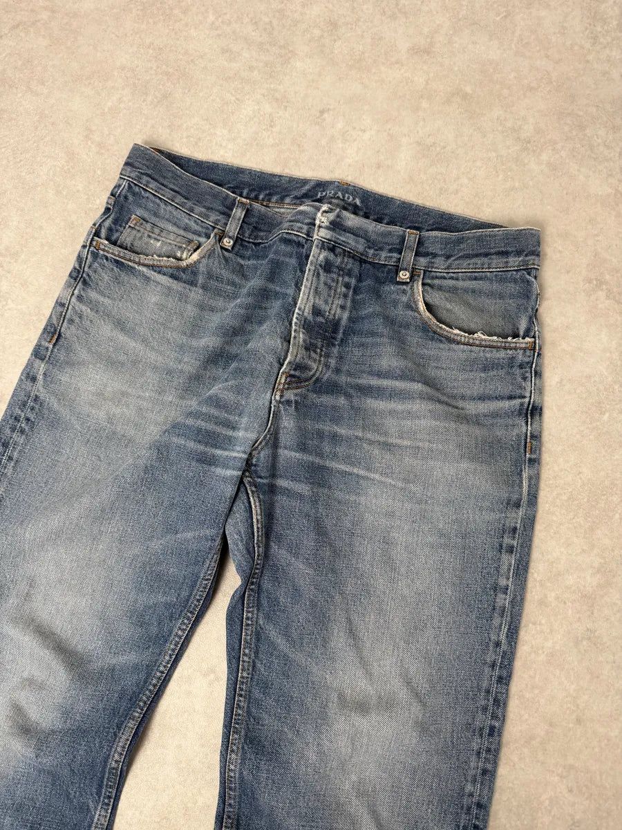 AW2006 Prada Classic Fit Blue Fade Denim Jeans cJoPAEu 8