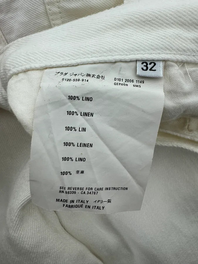 AW2006 Prada Classic Fit White Denim Jeans TmehZJS 10
