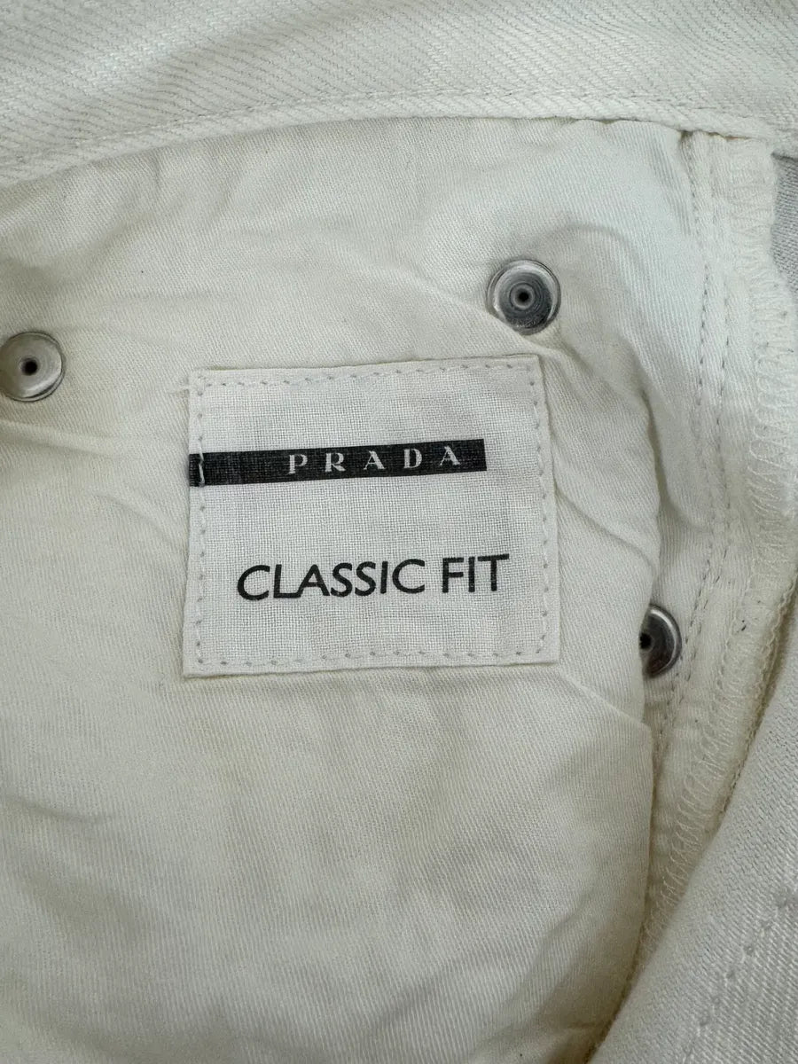 AW2006 Prada Classic Fit White Denim Jeans TmehZJS 11