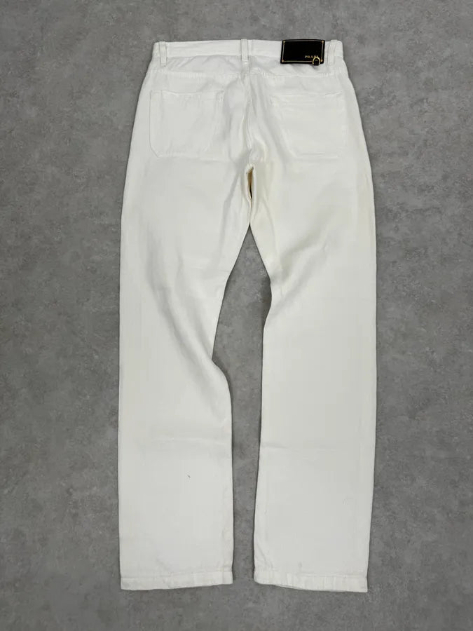 AW2006 Prada Classic Fit White Denim Jeans TmehZJS 5