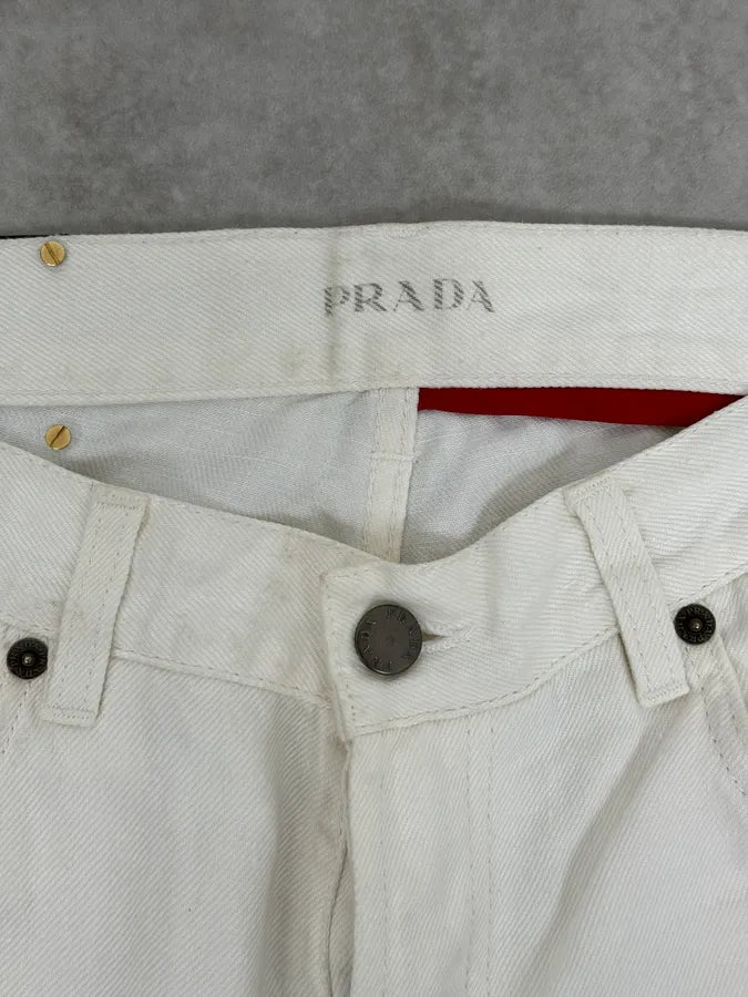AW2006 Prada Classic Fit White Denim Jeans TmehZJS 8