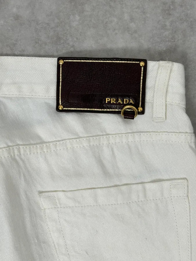 AW2006 Prada Classic Fit White Denim Jeans TmehZJS 9