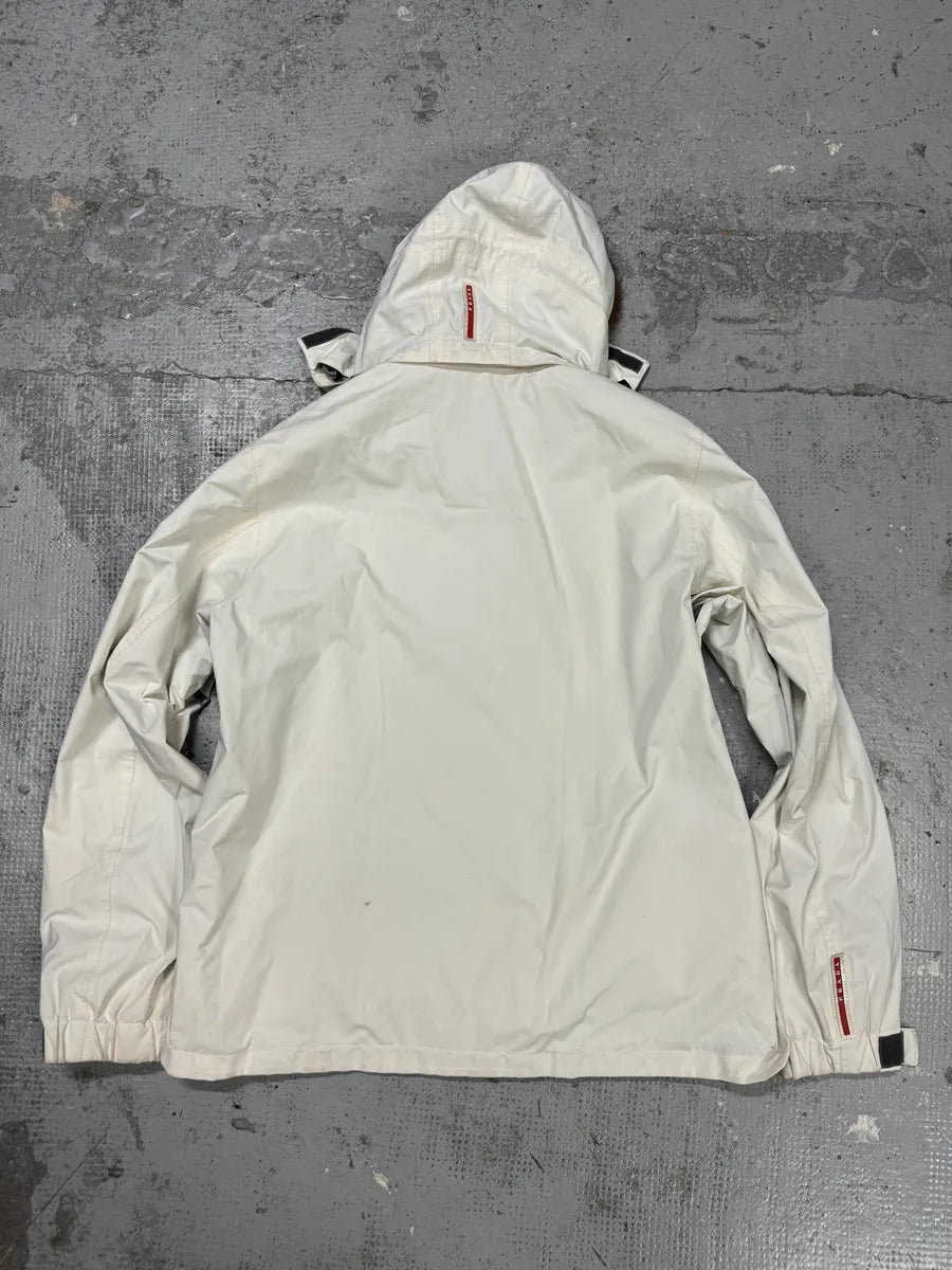 AW2006 Prada Cream Beige White Utility Fur Hooded Jacket QOmxPmR 1