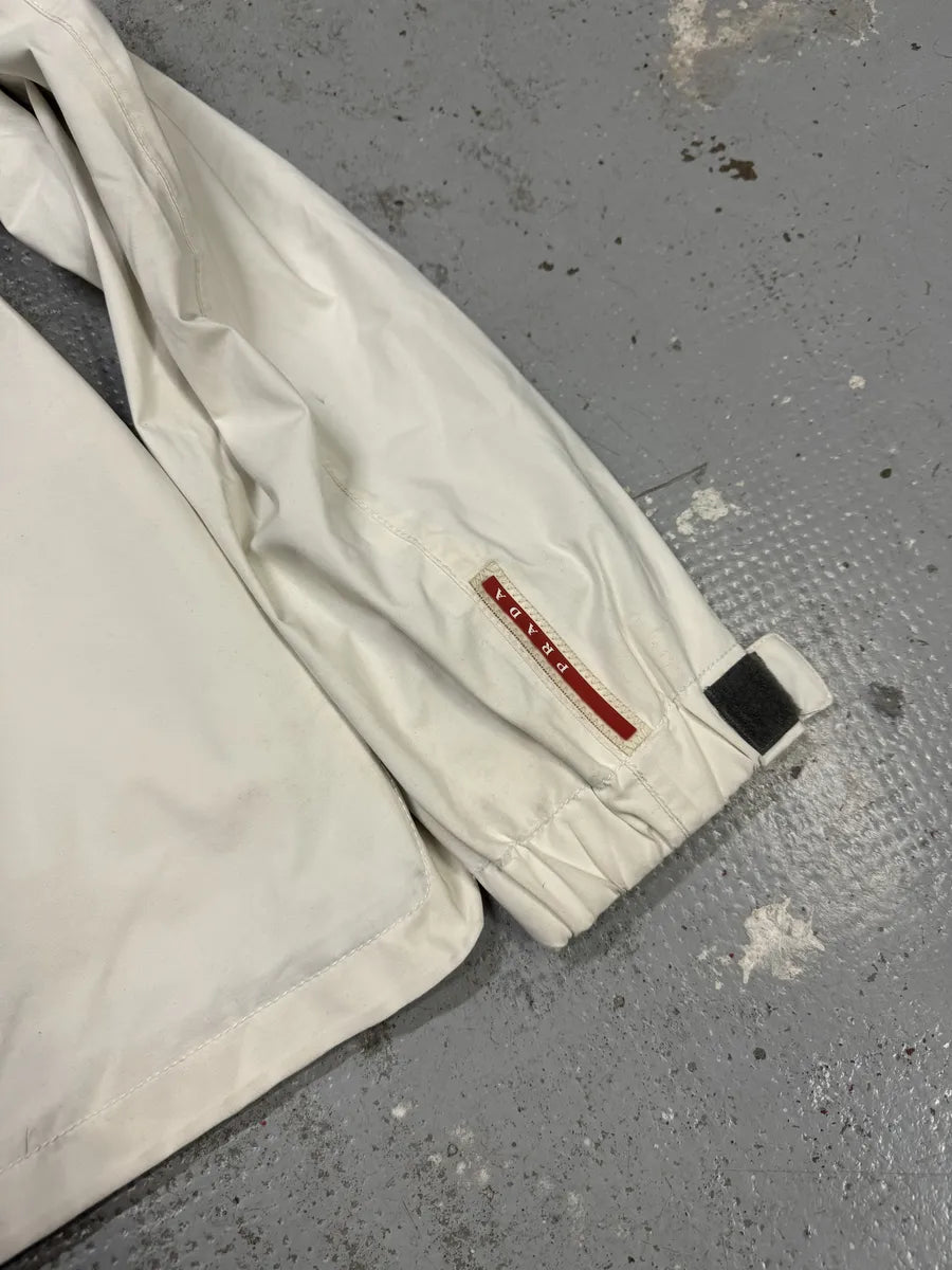 AW2006 Prada Cream Beige White Utility Fur Hooded Jacket QOmxPmR 11