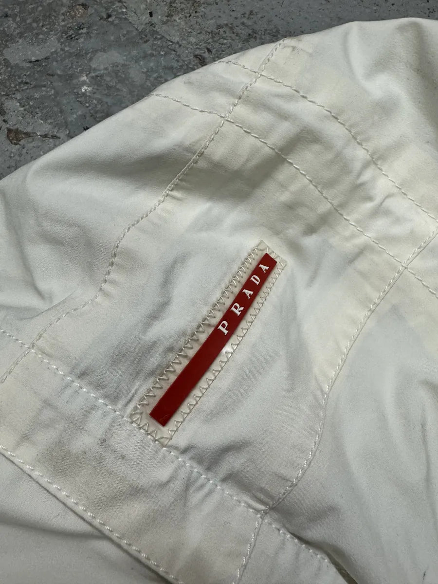 AW2006 Prada Cream Beige White Utility Fur Hooded Jacket QOmxPmR 12