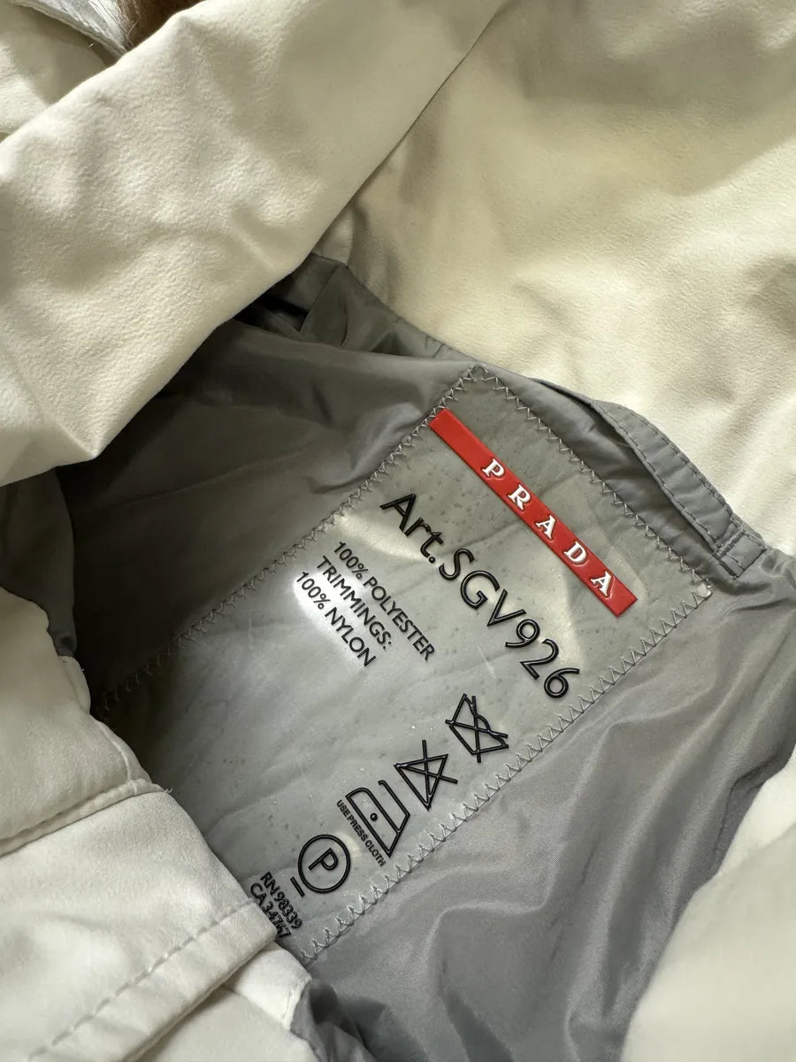 AW2006 Prada Cream Beige White Utility Fur Hooded Jacket QOmxPmR 14