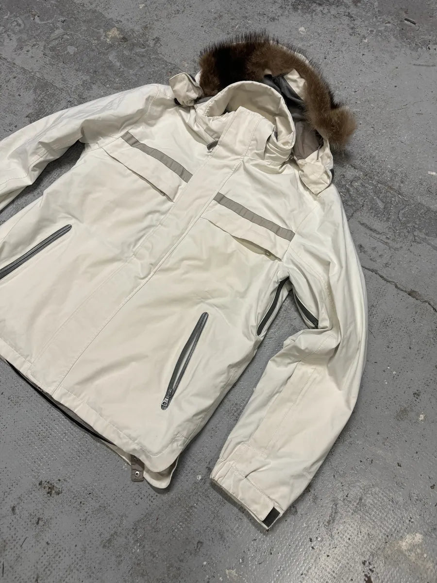 AW2006 Prada Cream Beige White Utility Fur Hooded Jacket QOmxPmR 5
