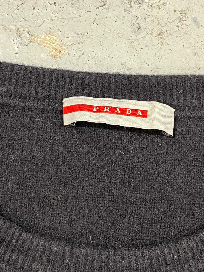 AW2006 Prada Grey & Black Wool Sweater LznxUGQ 8