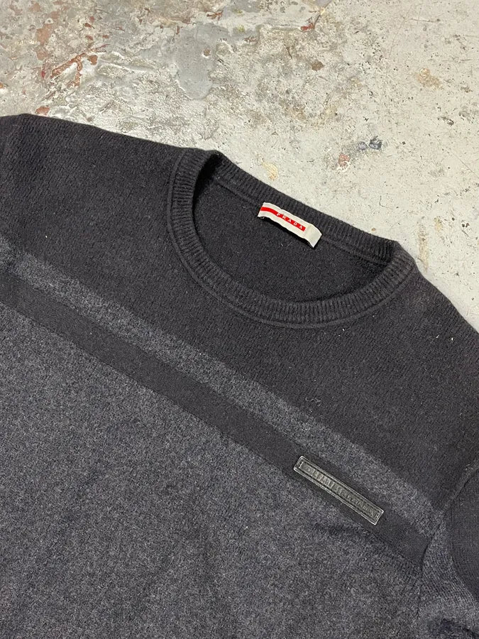 AW2006 Prada Grey & Black Wool Sweater LznxUGQ 4