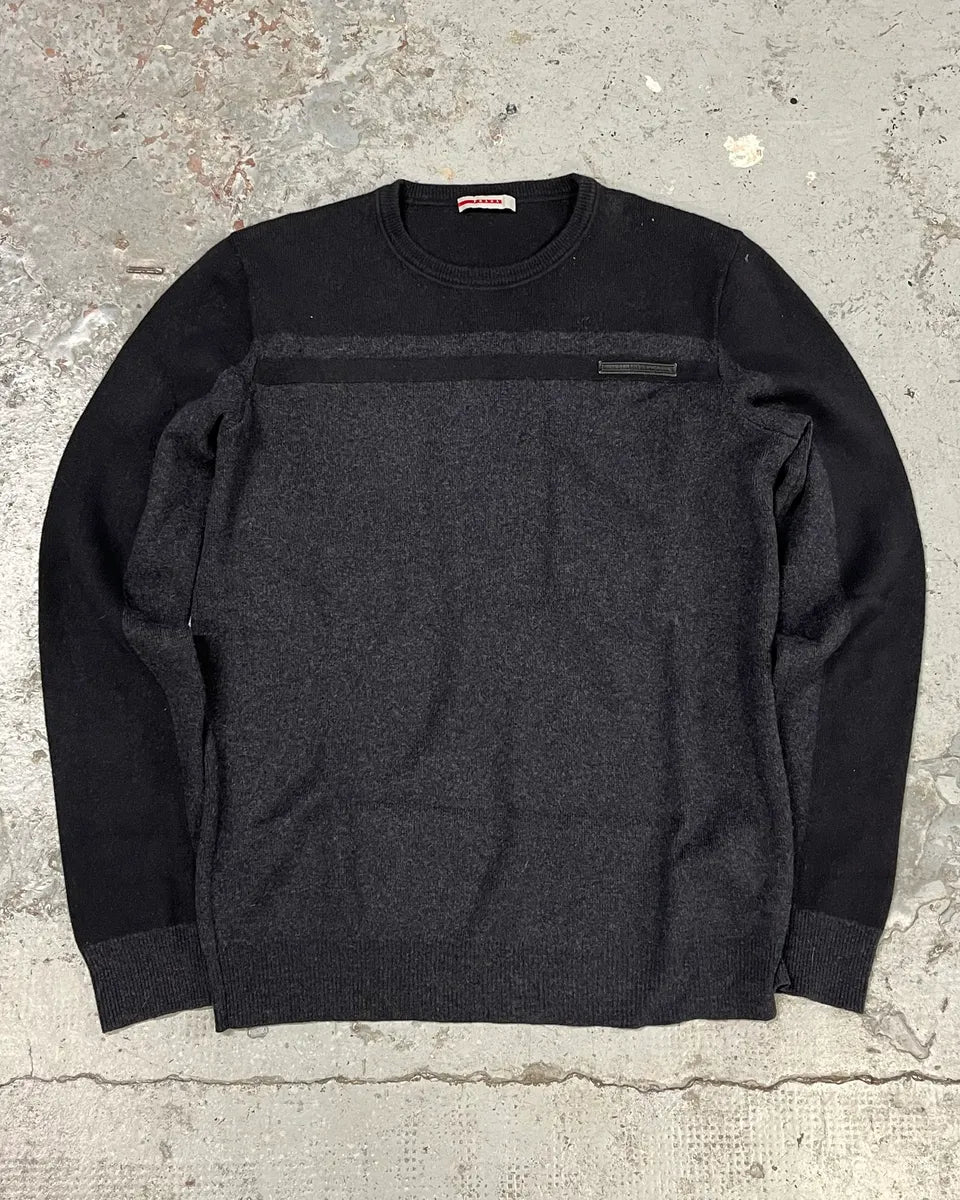 AW2006 Prada Grey & Black Wool Sweater LznxUGQ 0