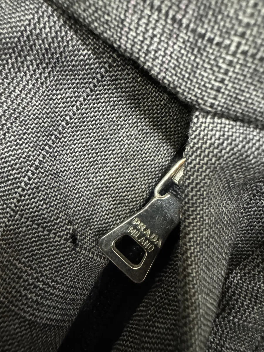 AW2006 Prada Grey Minimalist Wool Suit Blazer & Pants (L) 10