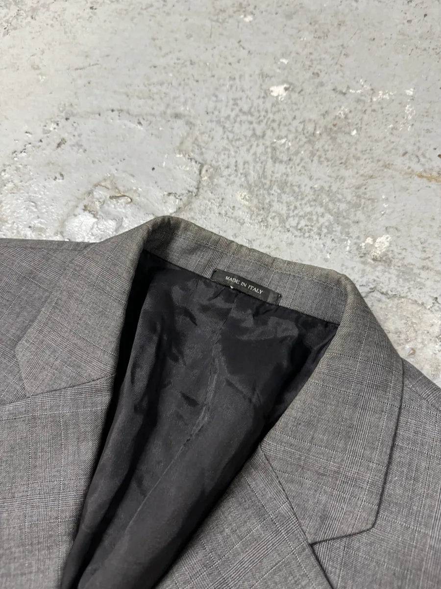 AW2006 Prada Grey Minimalist Wool Suit Blazer & Pants (L) 11