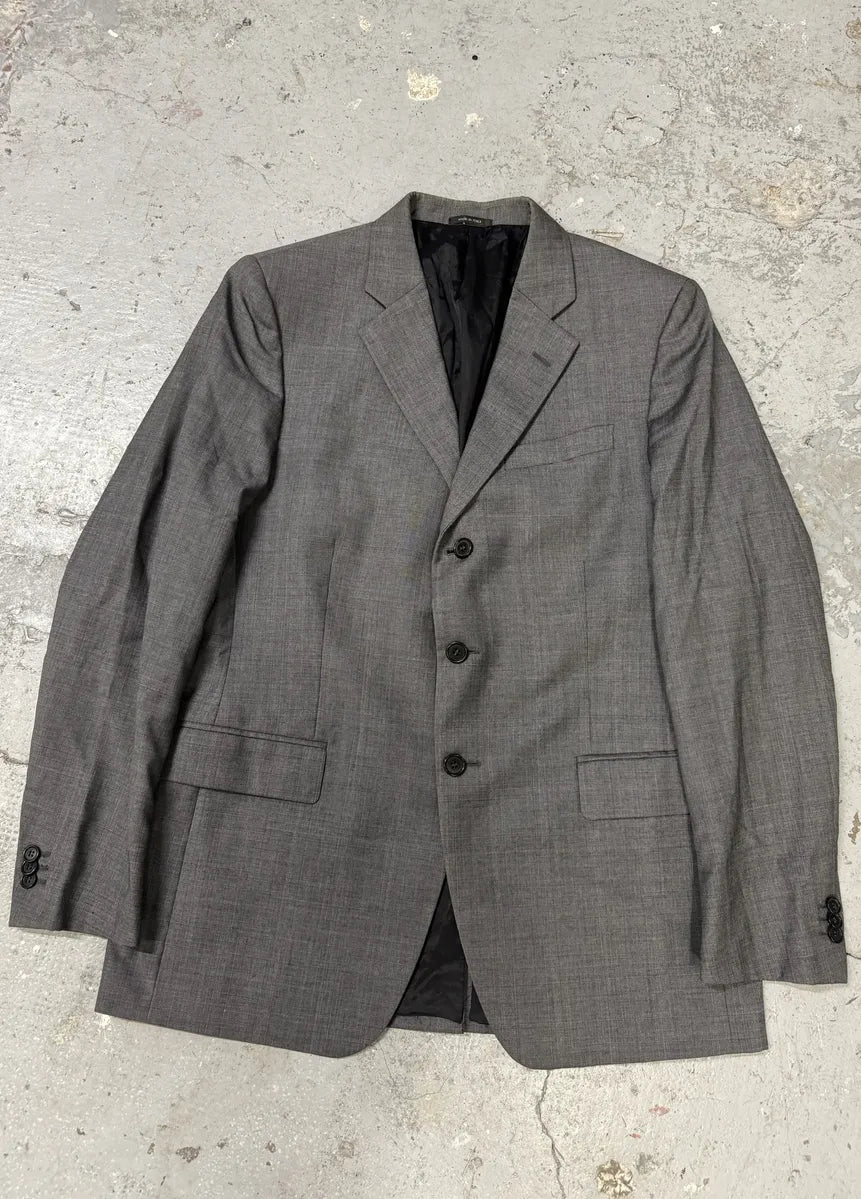 AW2006 Prada Grey Minimalist Wool Suit Blazer & Pants (L) 4