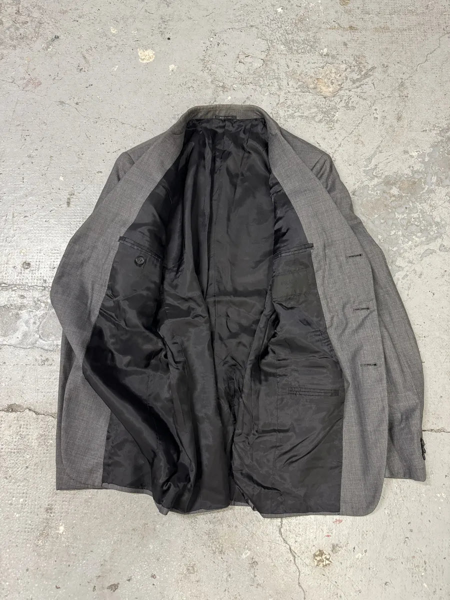 AW2006 Prada Grey Minimalist Wool Suit Blazer & Pants (L) 8