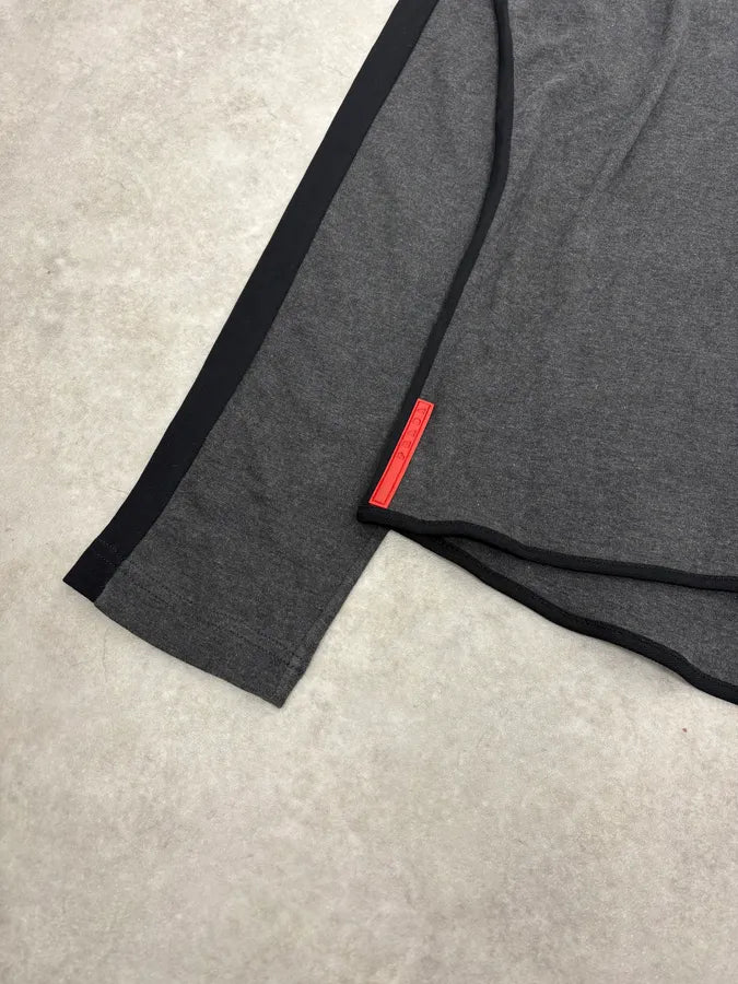 AW2006 Prada Grey Wool Zip-Up Sweater qgNCTxj 7