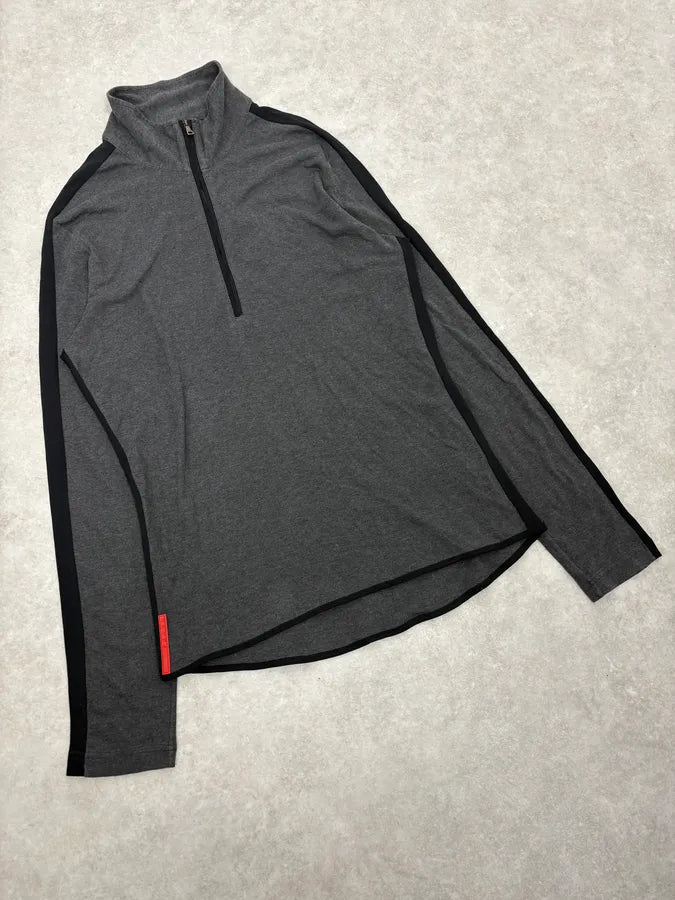 AW2006 Prada Grey Wool Zip-Up Sweater qgNCTxj 3