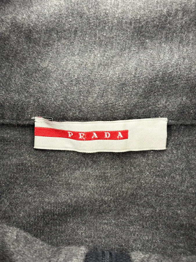 AW2006 Prada Grey Wool Zip-Up Sweater qgNCTxj 8
