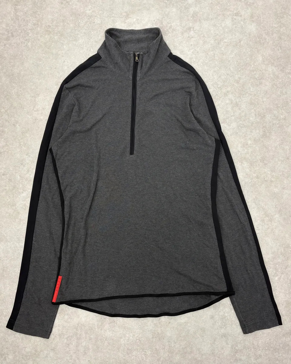 AW2006 Prada Grey Wool Zip-Up Sweater qgNCTxj 0