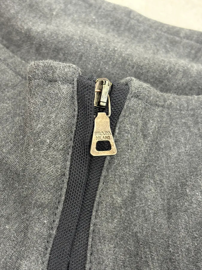 AW2006 Prada Grey Wool Zip-Up Sweater qgNCTxj 6