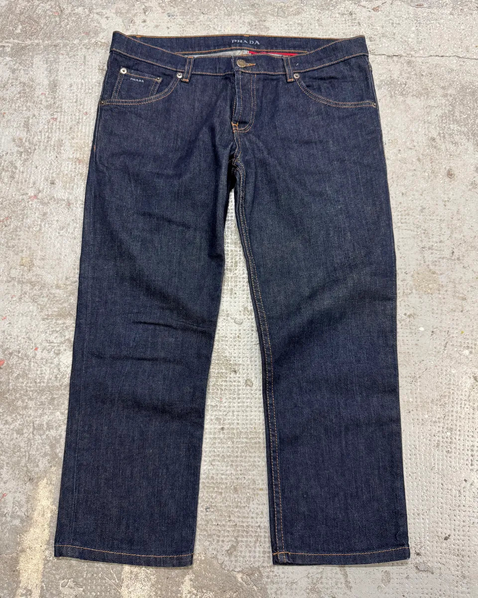 AW2006 Prada Large Cozy Brut Denim Short Jeans (S) DrXWPhT 0