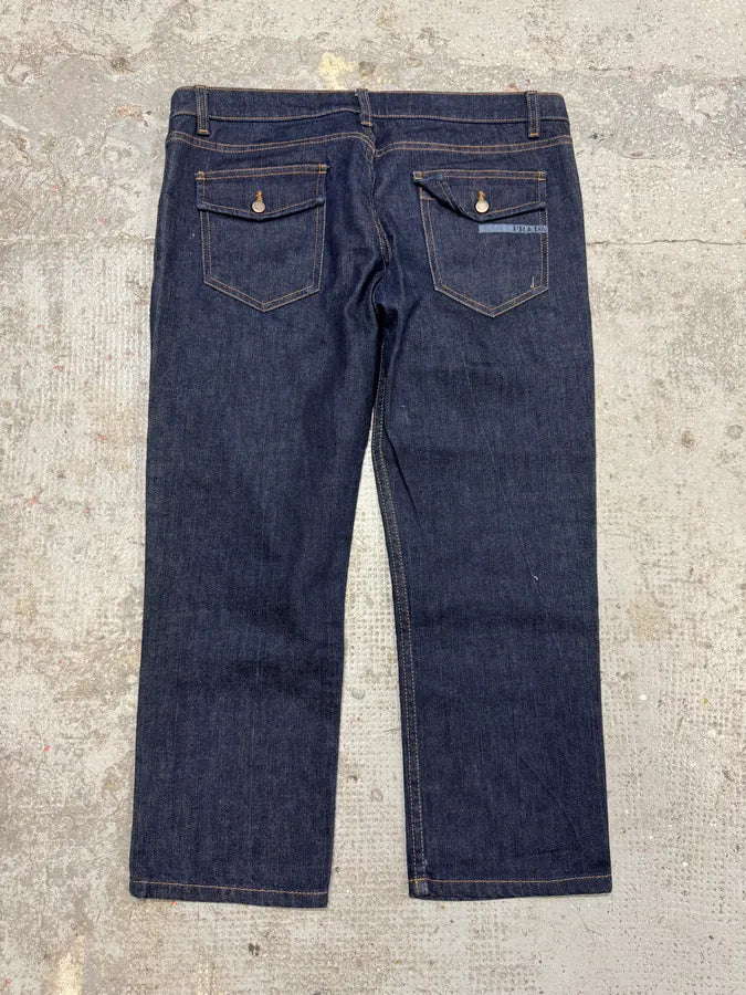 AW2006 Prada Large Cozy Brut Denim Short Jeans (S) DrXWPhT 4