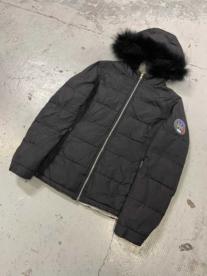 AW2006 Prada Linea Rossa Fox Fur Black Hooded  Puffer Jacket CsEsNBP 1