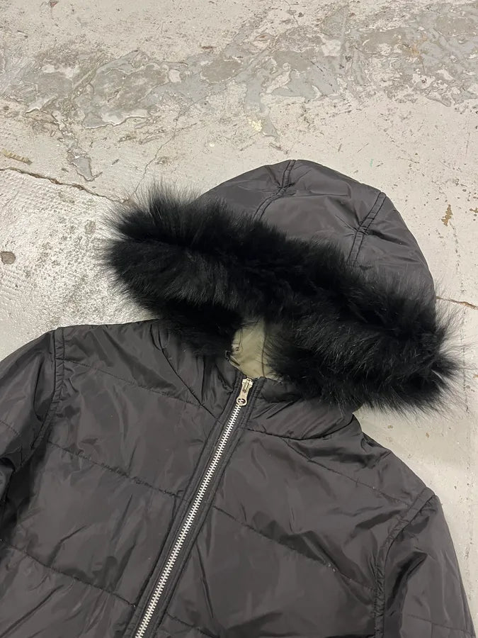 AW2006 Prada Linea Rossa Fox Fur Black Hooded  Puffer Jacket CsEsNBP 2