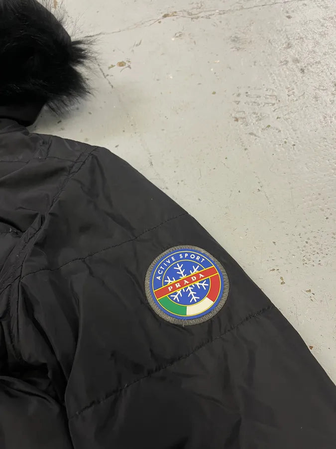AW2006 Prada Linea Rossa Fox Fur Black Hooded  Puffer Jacket CsEsNBP 4