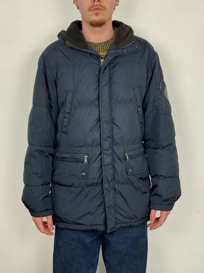 AW2006 Prada Navy Fur Collar Heavy Puffer Jacket nGVhtJz 1