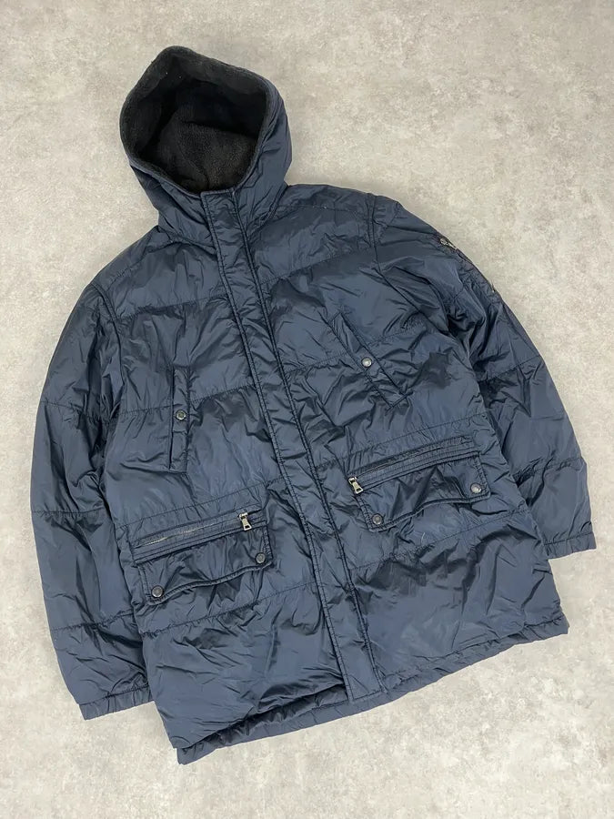 AW2006 Prada Navy Fur Collar Heavy Puffer Jacket nGVhtJz 4