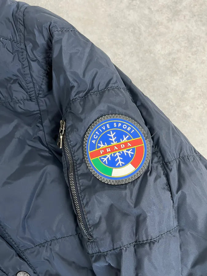 AW2006 Prada Navy Fur Collar Heavy Puffer Jacket nGVhtJz 8