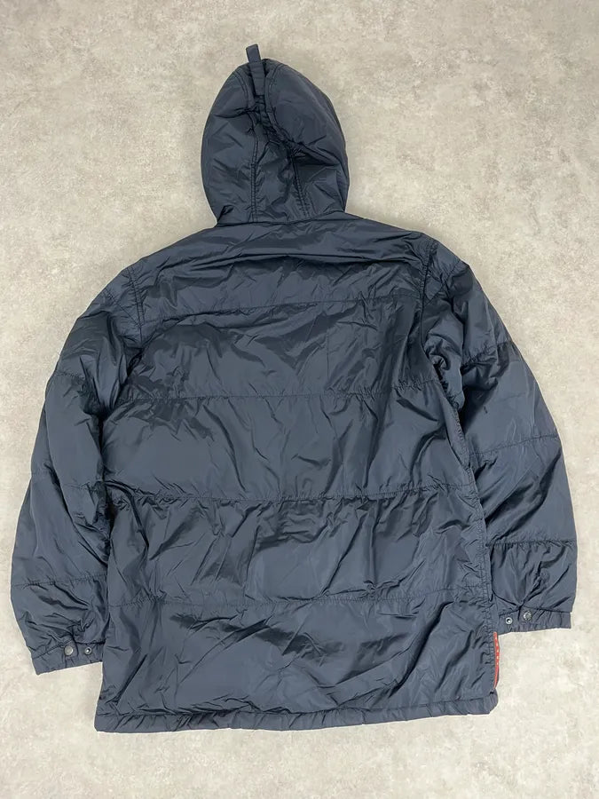 AW2006 Prada Navy Fur Collar Heavy Puffer Jacket nGVhtJz 5