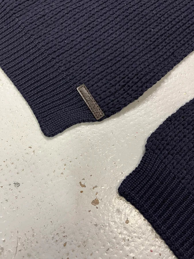 AW2006 Prada Navy Wool Scarf TXLHrOv 3