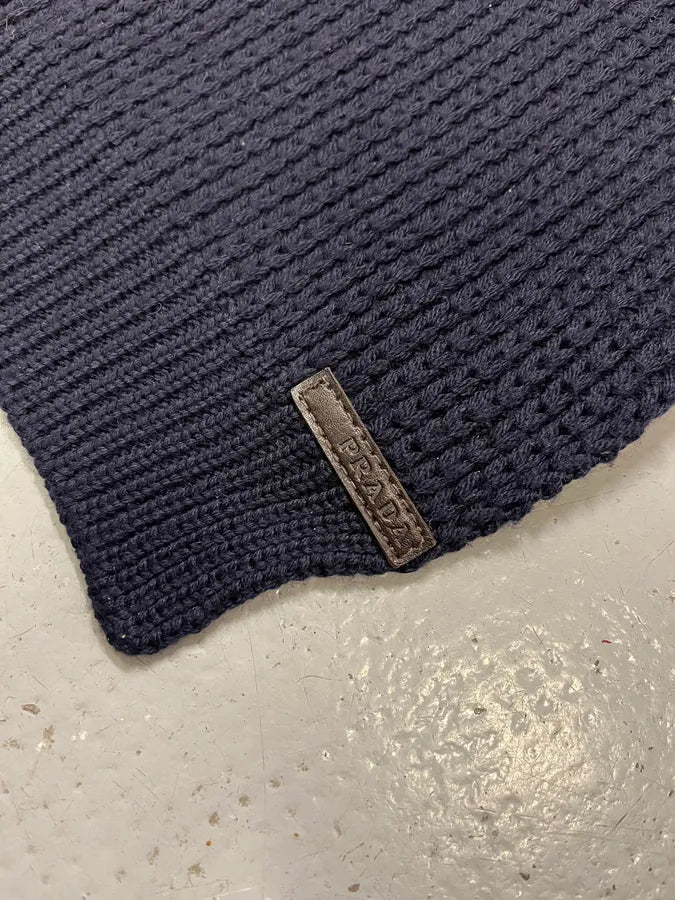 AW2006 Prada Navy Wool Scarf TXLHrOv 4